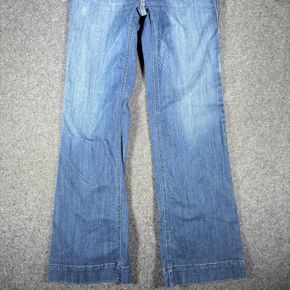 Ariat Denim Trouser Jeans Womens 28R Medium Wash Flare Wide Leg Mid Rise 13423 - Picture 4 of 14